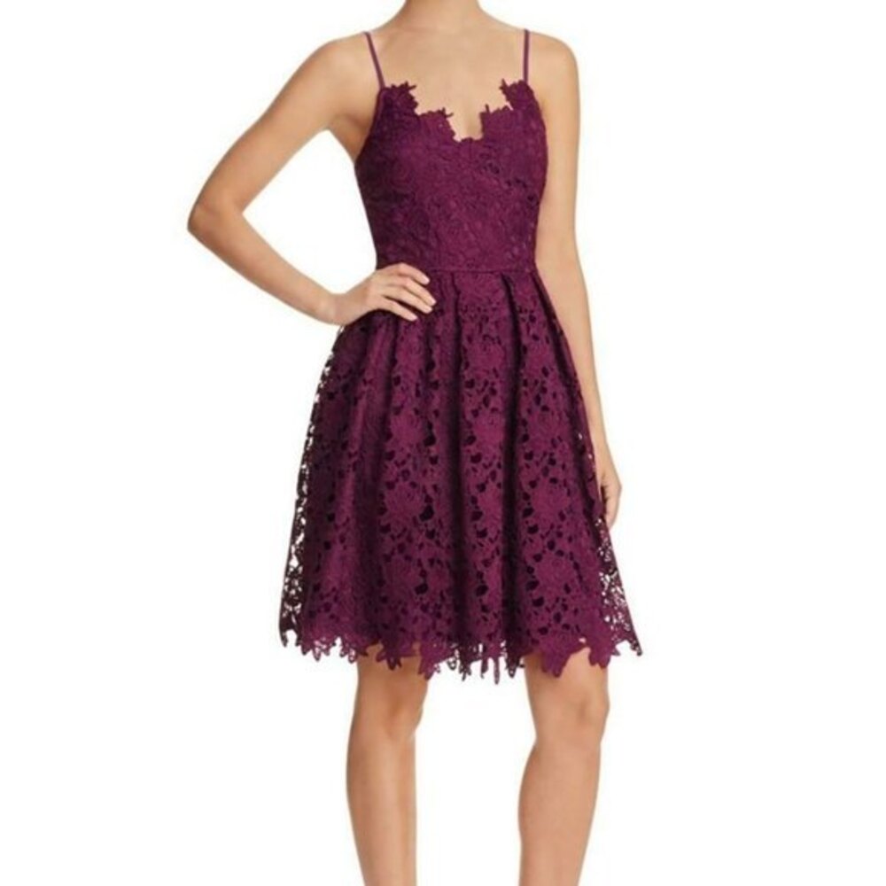 Aqua Cami Lace Dress Eggplant Purple Cocktail Size XS
